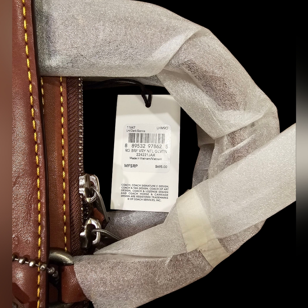 COACH 1941 Rogue Brief Briefcase in Dark Sienna Natural Glovetanned Leather NWT - Picture 7 of 11